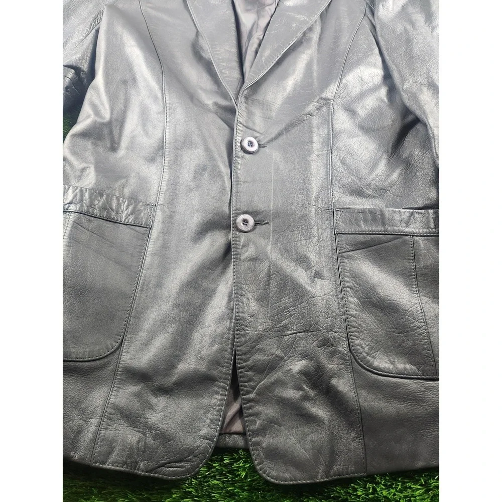 Leathers By Jeffery Sport Coat Mens 42 Tall‎ Black Leather Blazer Jacket Long